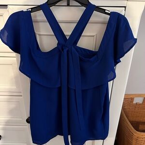 Shinestar Royal Blue Blouse with Bow Detail